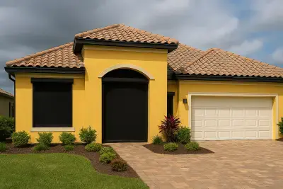 SuperMax roll-down hurricane system protecting a large lanai in a Florida gated community